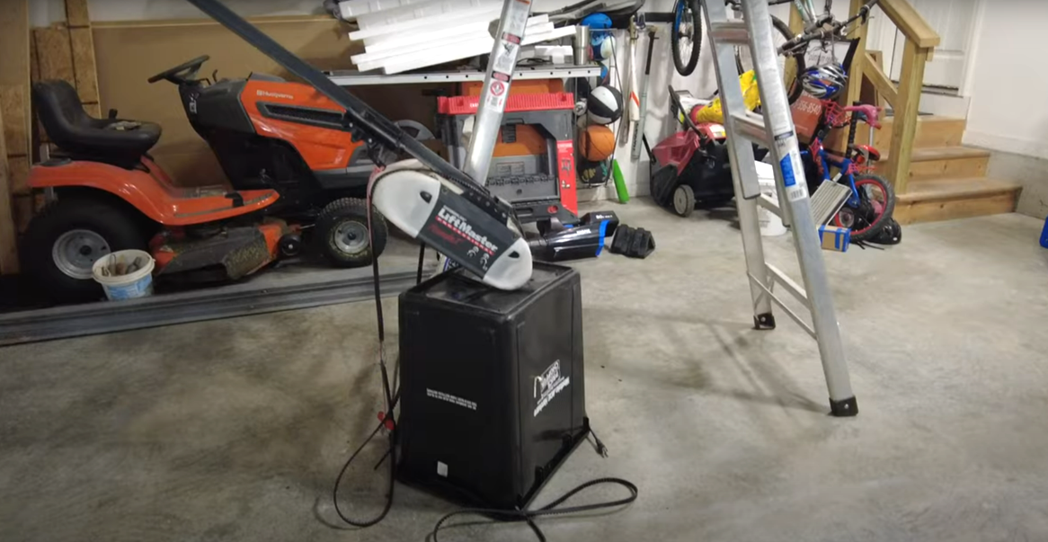 garage door opener getting ready to be install